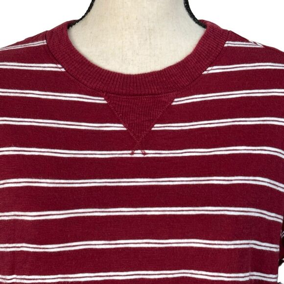 Hollister X-Small Cropped Tee-Shirt Top Striped Crew Neck Long Sleeve Oversized - Picture 2 of 9